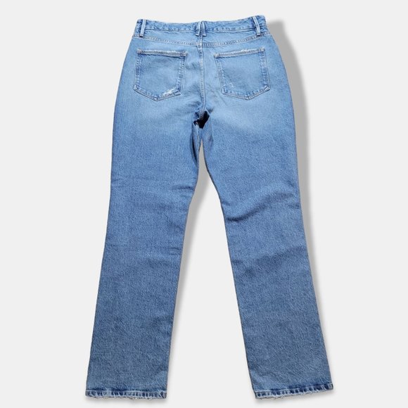 Good American Good Boy Twisted Slit Ankle Jeans Women's size 14 / 32 High Rise - Picture 9 of 16